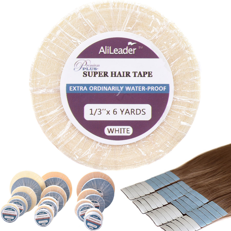 Blue 3-36 Yards Super Tape per le estensioni dei capelli Nastro adesivo per parrucca Chiusura frontale in pizzo Colla Nastro per capelli in pelle forte per Toupee / Parrucca