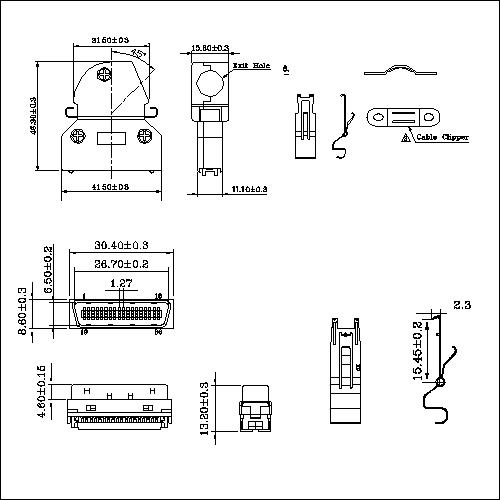 1.27mm Series Shielded Backshell Kits 36P Ang 1.27mm Series Shielded Backshell Kits 36P Ang