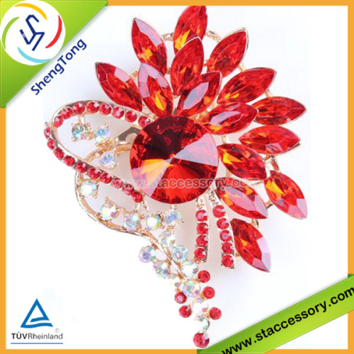 Fire Red Gemstone gold plated gemstone jewelry /Elegant Beautiful Women's Brooch Pins/Gemstone Brooches