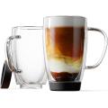 Double Walled Insulated Glass Coffee Mugs, Silicon Base, Non slip for Espresso, Latte, Cappuccino, Thermo Glassware