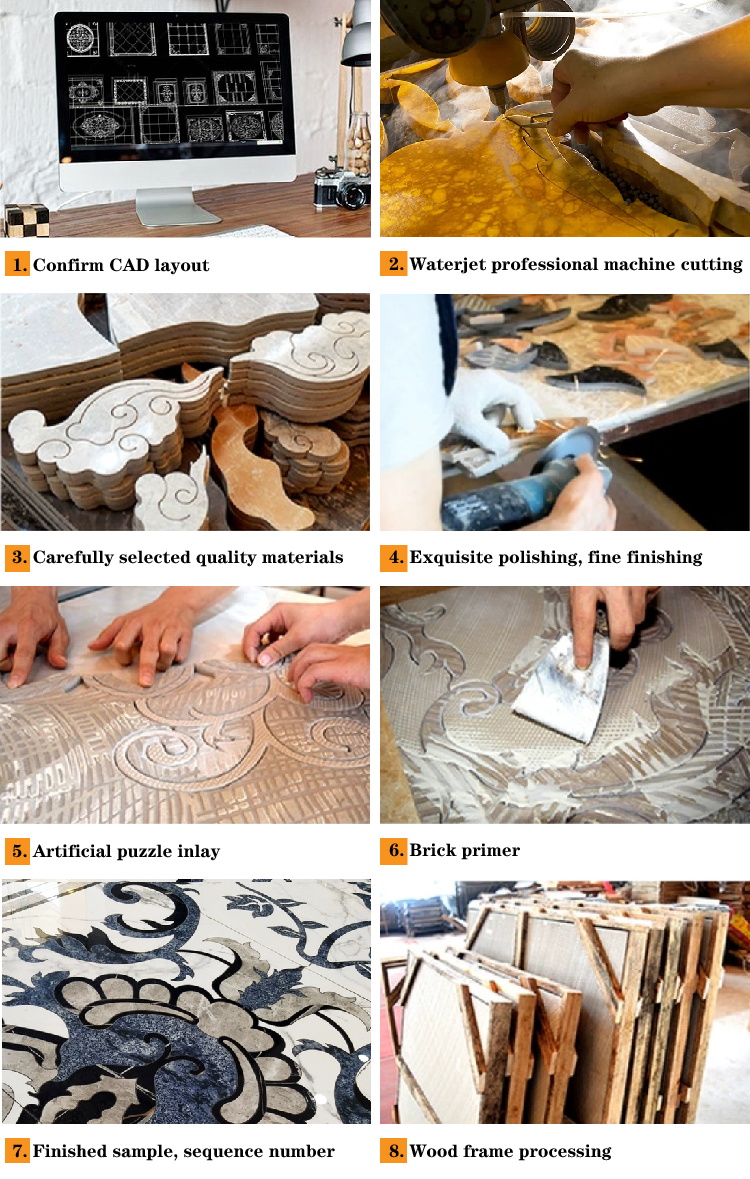 Custom Luxury Private Villa Classic Tile Flower Waterjet Marble Natural Stone Tiles Design Floor Pattern