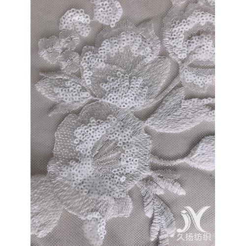 White Floral Mesh Embroidery