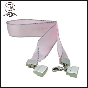 Pink Ribbon lock shape cosmetic charm silver