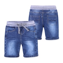Wholesale Seven-Quarter Length Denim Shorts with Elasticized Straps - Private Label Boys Jeans
