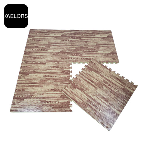 Busa EVA interlocking Kebugaran Polos 60cm Kayu-butir Puzzle