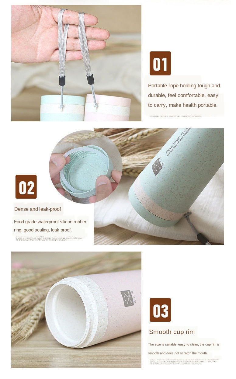 double-layer portable tumbler Insulation advertising promotional gifts Wheat straw  The fragrant cup Custom logo