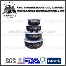 4pcs enamel ice bowl set with PP cover