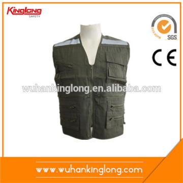 South America Multi Pocket Woven Poplin Safety polyester vest