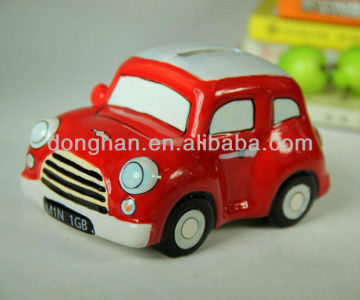 ceramic ceative money box with car shaped