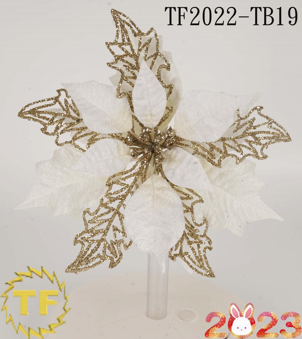 10" White Glitter metallic Poinsettia Christmas Clip on