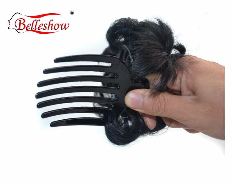 Hot sell white hair chignon toupet per chignon for women curly chignon synthetic hair bun