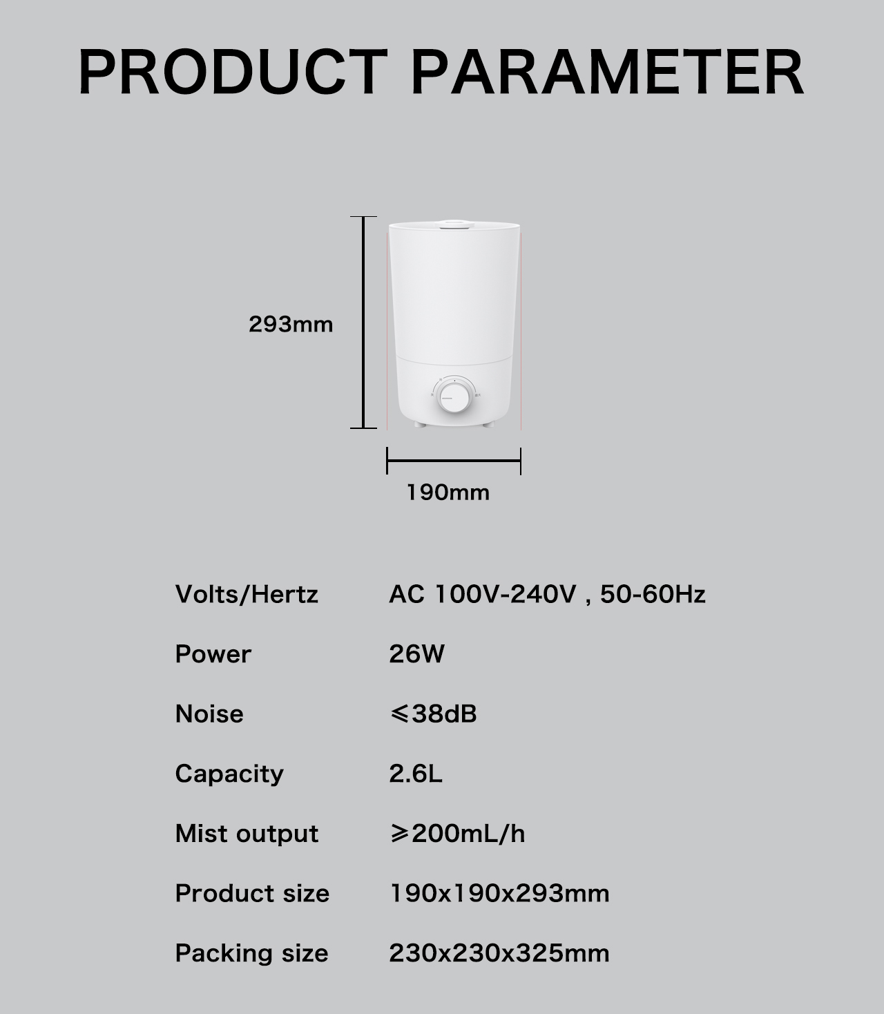 HTJ-2265 humidifier specification HTJ-2265 humidifier specification