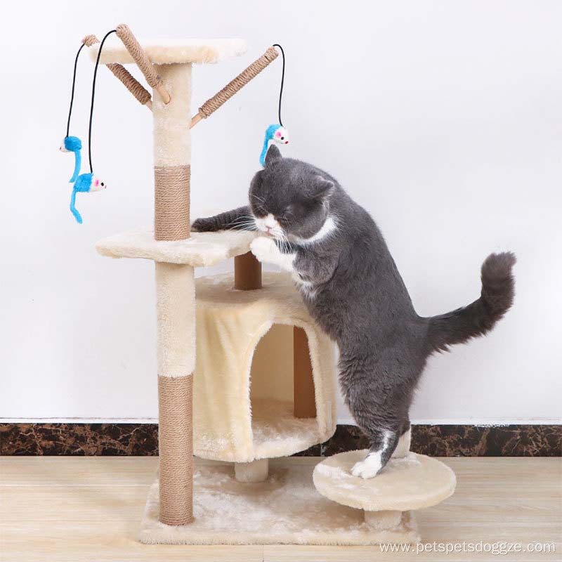 Sisal-Covered Scratching Posts Cat Tree Custom Cat Tower