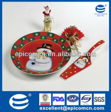 10.5 inch elegant giftware porcelain cake plate ceramic spatula set