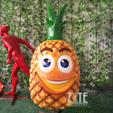 Outdoor garden cartoon fiberglass fruit sculpture resin pineapple statue