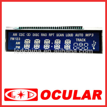 White Digit Blue Background Car Radio LCD Display