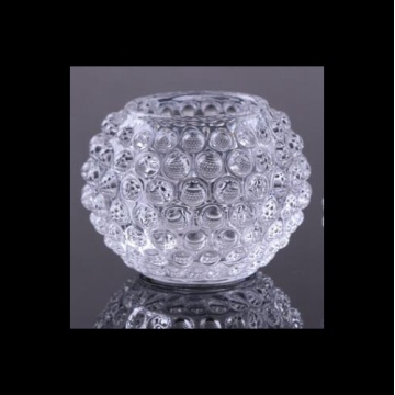 Portavelas redondo de cristal con forma de diamante