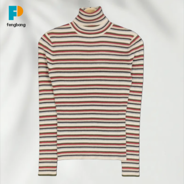 Fall Winter Retro Striped High-Neck Sweater