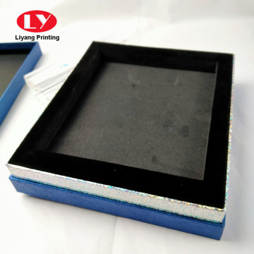 Boîtes en carton rigide en papier bleu emballage cadeau acrylique