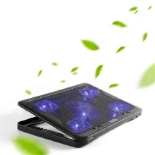 High quality 5 blue LED fan metal laptop cooling pad with stand