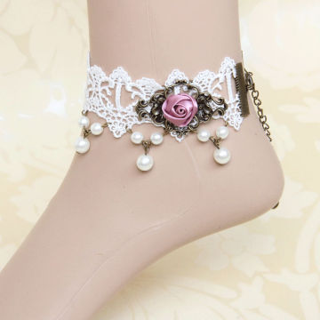 MYLOVE white lace rose anklets for bridal jewelry MLFL51