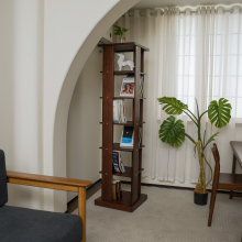 Minimalist Rotating Bamboo Bookshelf