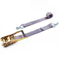 2" 5000kgs 50mm Long Plastic Handle Ratchet Buckle Tie Down Grey Straps With White Double Stud Fitting