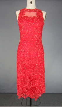 Red Lace Prom Gown Homecoming Party Dress