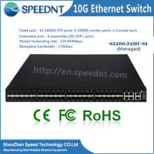 Speednt Cost-Effective extensible 4 10GE SFP+ ports +6 Combo port48 port sfp switch