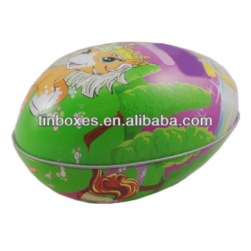 easter egg tin box/tin container/christmas oval tin case with CMYK printing