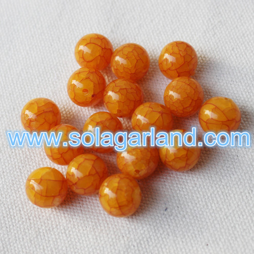 8/10/12/14/16/18/20 MM cristal acrylique perles de couleur ambre perles rondes en cristal craquelé jaune