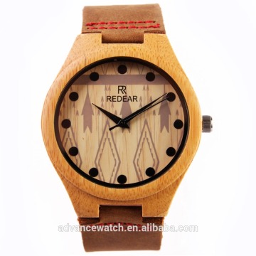 wholesale cheap leather watch, 100% natural bamboo watch, leather wood watch