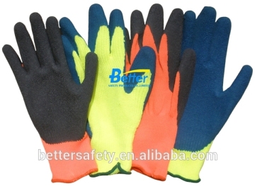 10 Guage Fluorescent Yellow Acrylic Lining Blue Latex Rubber Glove imports from china