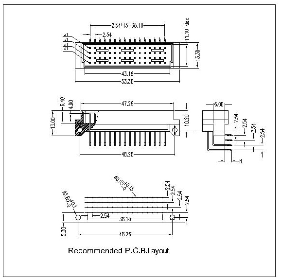 DMR-64-XXX-401 DIN 41612 Right Angle Plug Type C Connectors 64 Positions