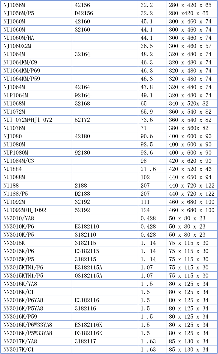 Ρουλεμάν κυλίνδρων μονής σειράς Single-Row Cylindrical Roller Bearing