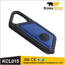 grey led carabiner light bulb keychain with compass