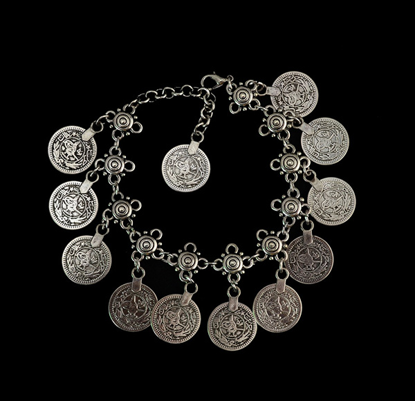 Silver Coins Fringed Anklet Bracelet