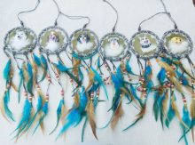 Dream Catcher, 16cm Indian Dream Catcher, Wolf Head Feathers Dream Catcher Handmade Decorate Jewelry PT2202
