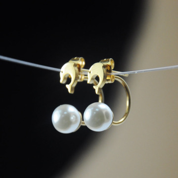 Cheap Fake White Glass Pearl Earrings