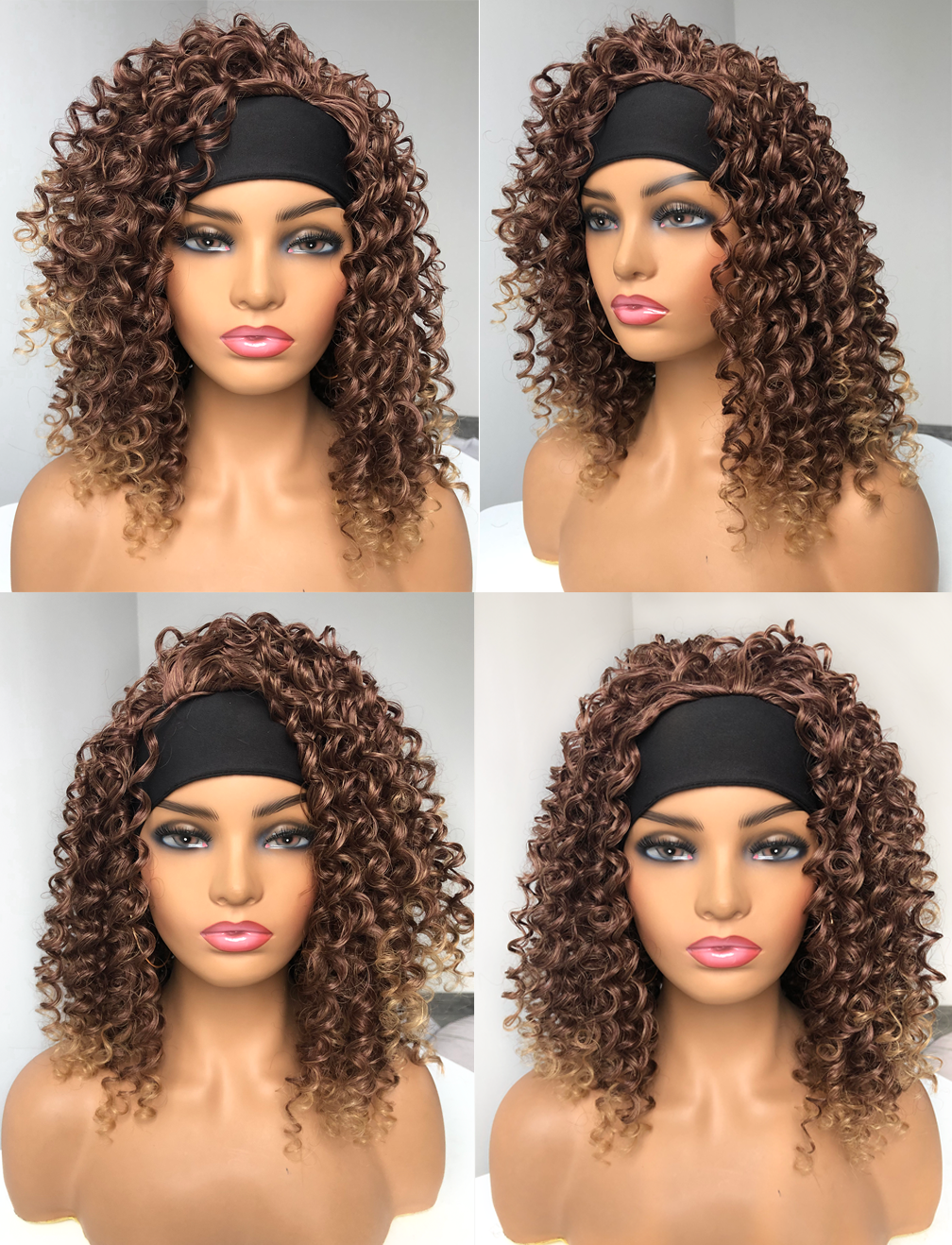 Hot Sale Style No Lace bob with synthetic women afro braided deep wave brazillian blonde wig for coily wholesale headband wigs