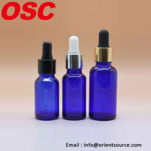 Blue Glass Euro Dropper Bottles Wholesale Boston Round Tamper Evident childproof aluminium Cap Bottles