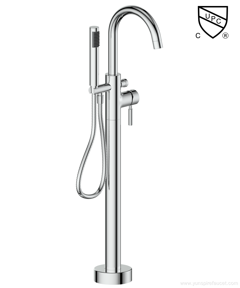 Rounded Free Standing Tub Filler with Shower Set