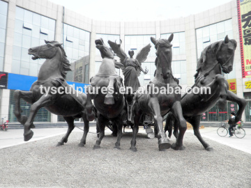 Famous German square decorative metal cast horses and angel on carriage sculptures