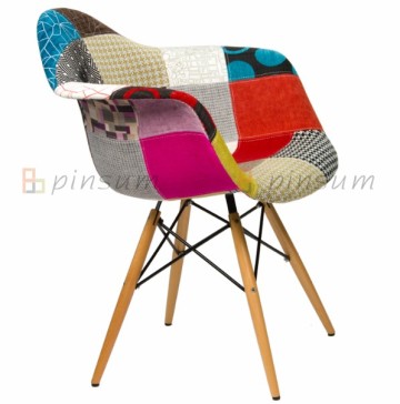 Eames Full Fabric Covered Armchair with Wood Leg