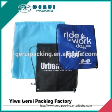 Nice silkscreen printed different fabric colours non woven drawstring backpack
