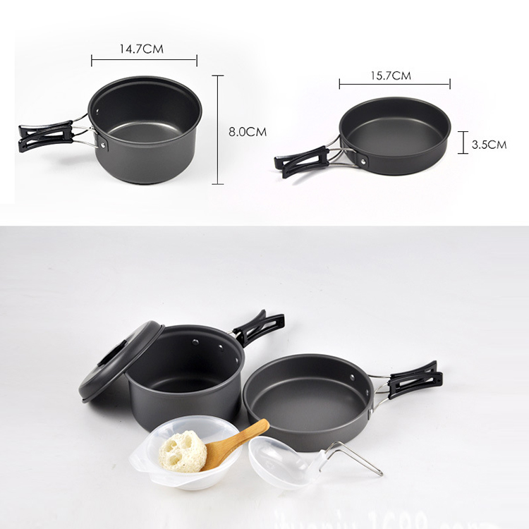 Durable 10 Pcs Compact Camping Cookware Mess Kit, Backpacking Gear and Hiking Outdoors Cooking Equipment Cookset
