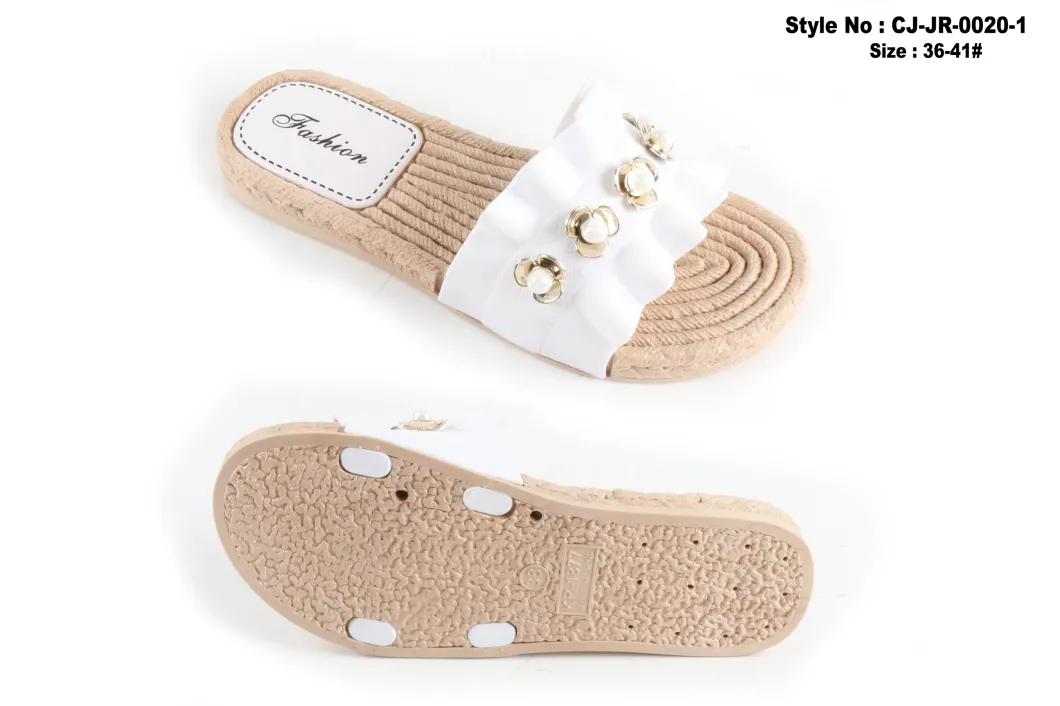 Superstarer 2020 New Design Women Slide Cork Sole Shoes New Release Summer Flat Beaded Slippers