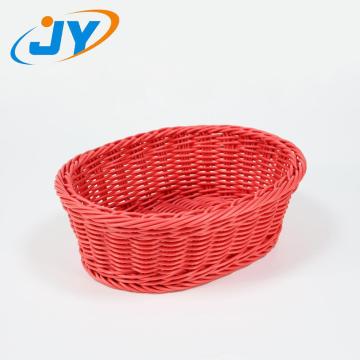 Hand-woven Oval Colorful PP Rattan Bread Fruit Basket