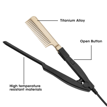 Leeons Professional Foldable V-Type Copper Hot Comb Electric Hair Straightener