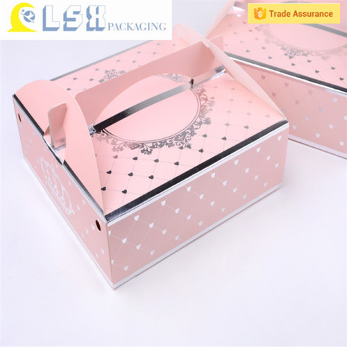 2015 Best price professional custom clear plastic cake box with clear plastic window birthday cake box with handle